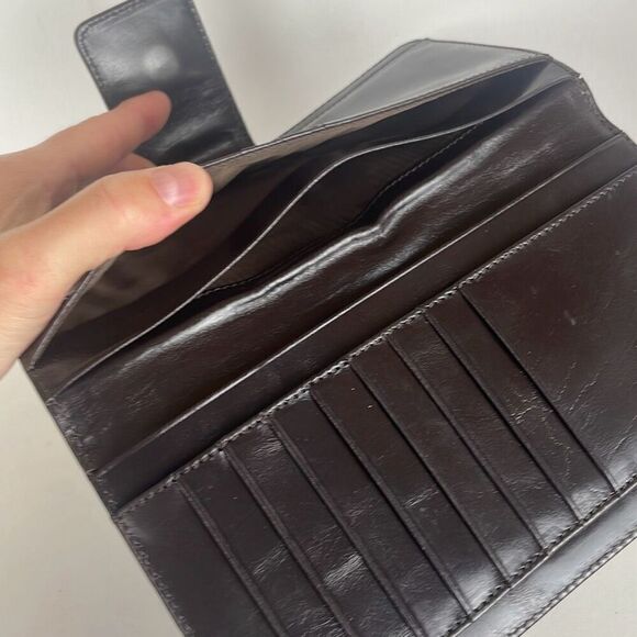 Chocolate Brown Wallet Gold Enameled Hardware - Picture 8 of 8